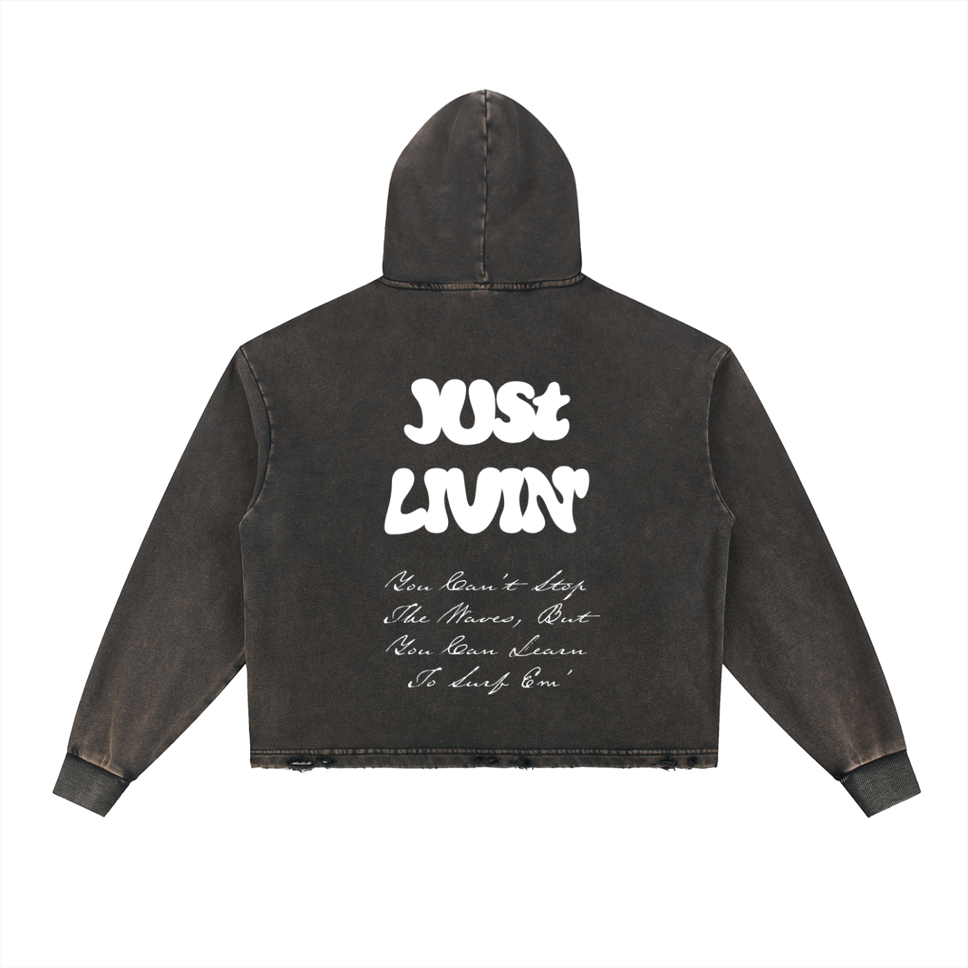 Vintage Washed Frayed-Hem Hoodie