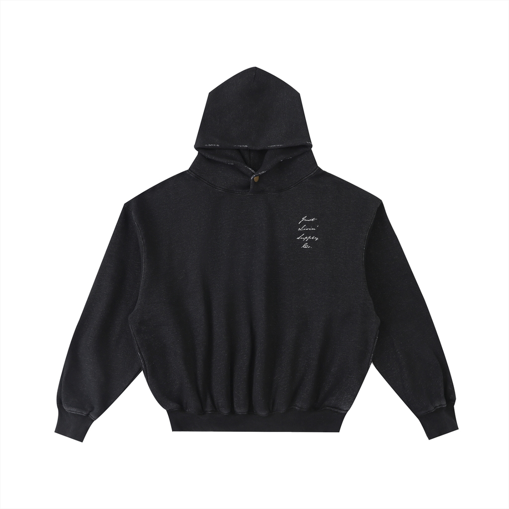 Frayed Enzyme Washed Fleece Hoodie